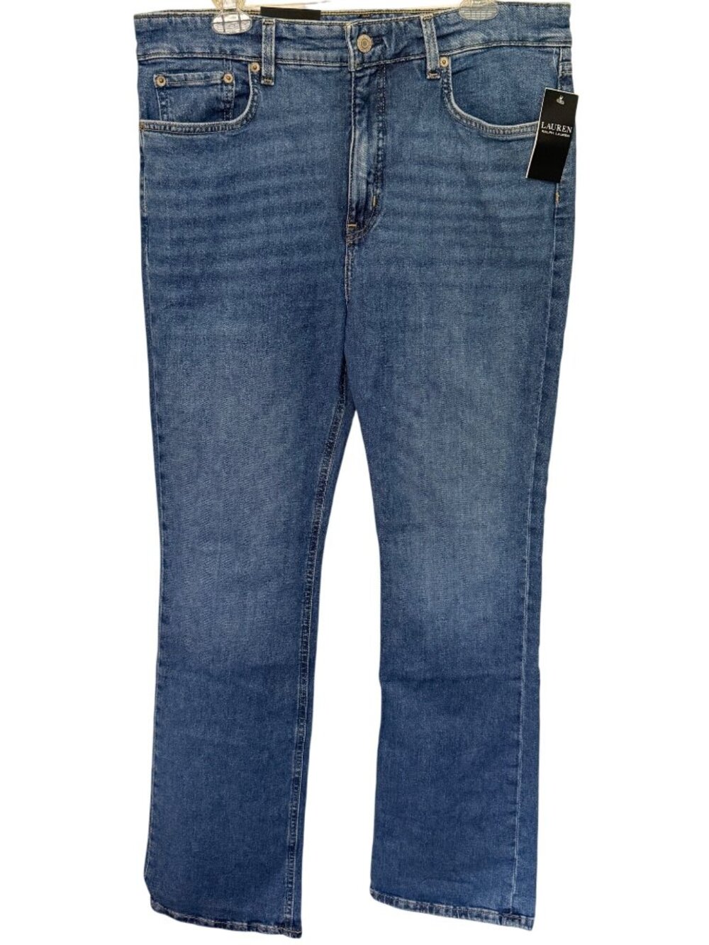 NWT Lauren By Ralph Lauren Denim Jeans Blue Hi Rise Boot Leg Womans 14